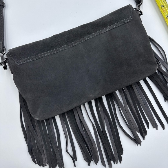 Susu crossbody suede leather fringe grey purse NWT - Picture 4 of 9